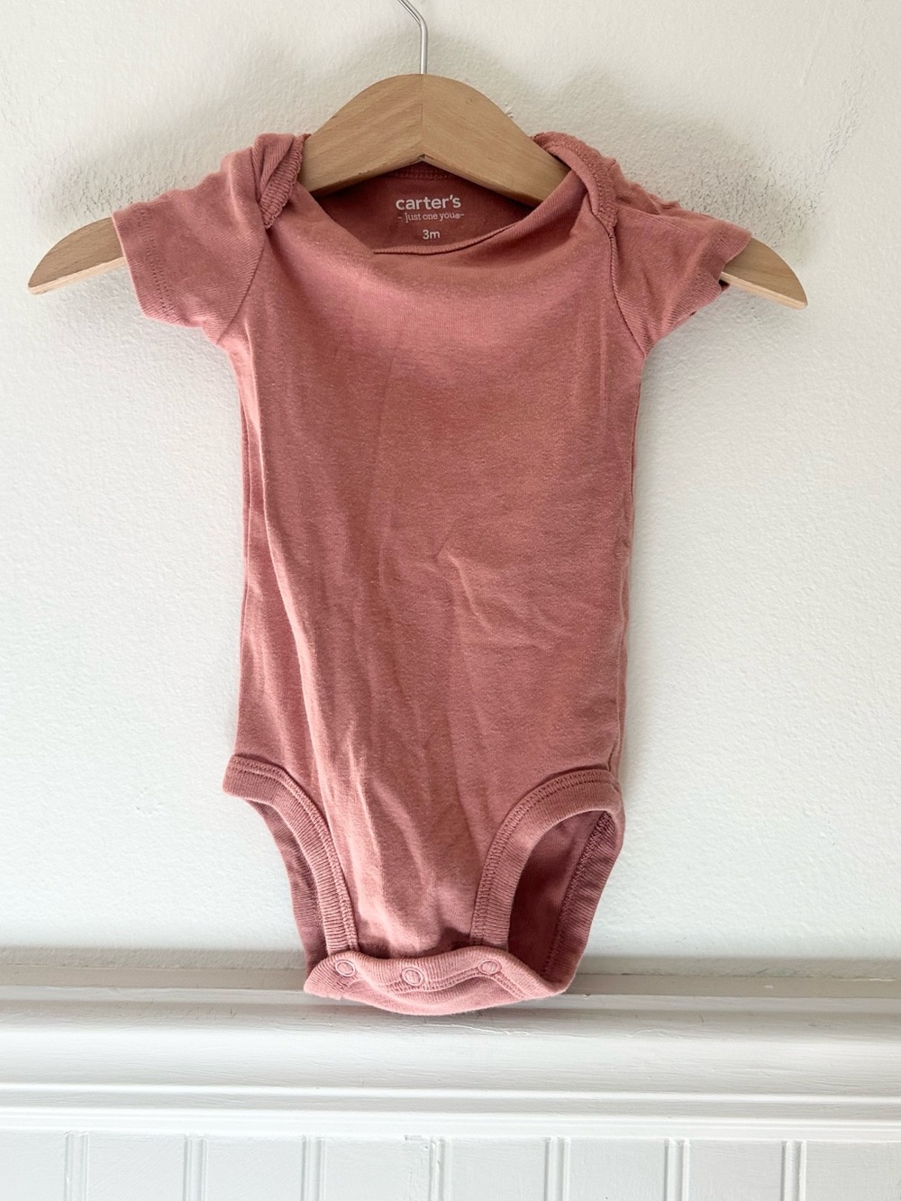 Carter's 3 Months Dusty Rose Short Sleeve Baby Bodysuit